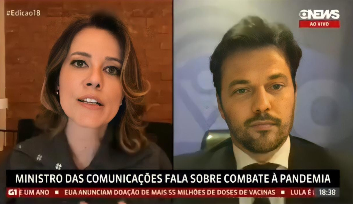 Jornalista da GloboNews enfrenta ministro das Comunicações ao vivo  Lorena Bueri