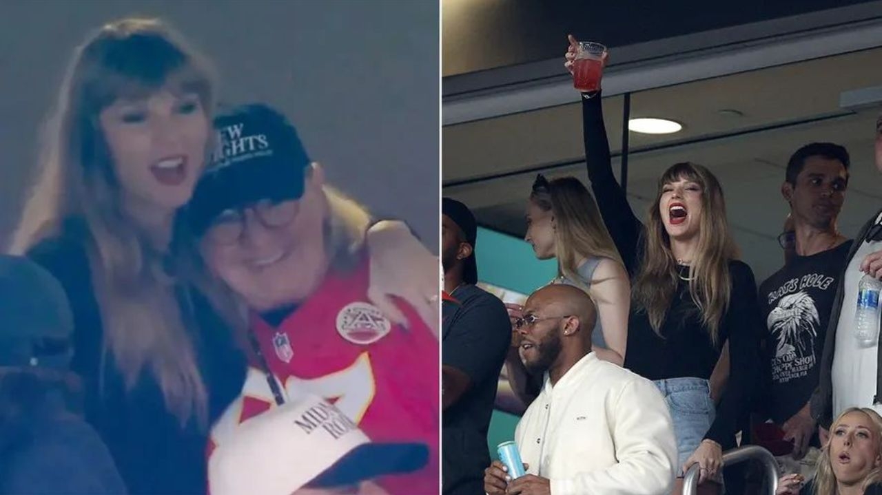 Taylor Swift e Travis Kelce se encontram no Metlife Stadium Lorena Bueri