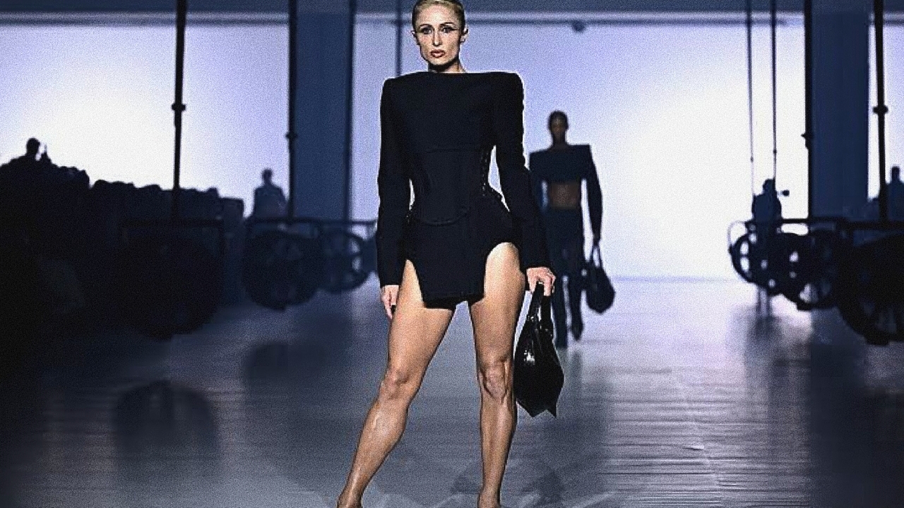 Paris Hilton desfila para a grife Mugler na semana de moda parisiense Lorena Bueri