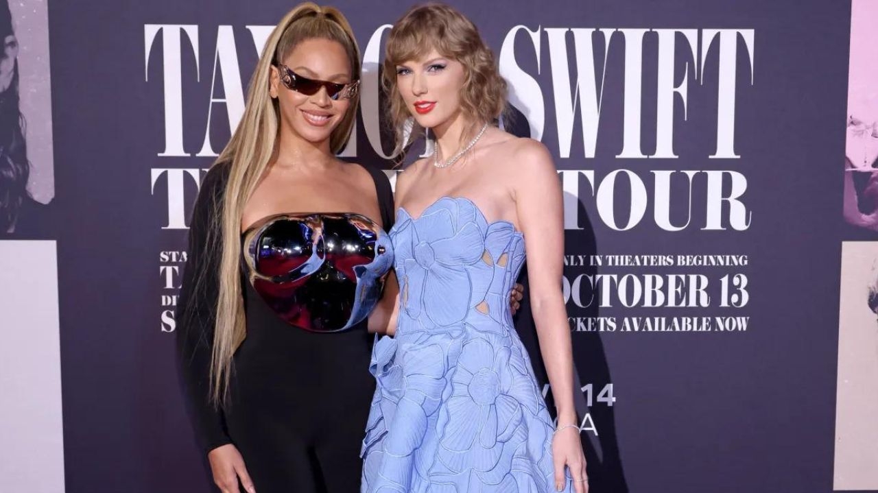 Beyoncé e Taylor Swift se encontram para o lançamento do filme da “The Eras Tour” Lorena Bueri