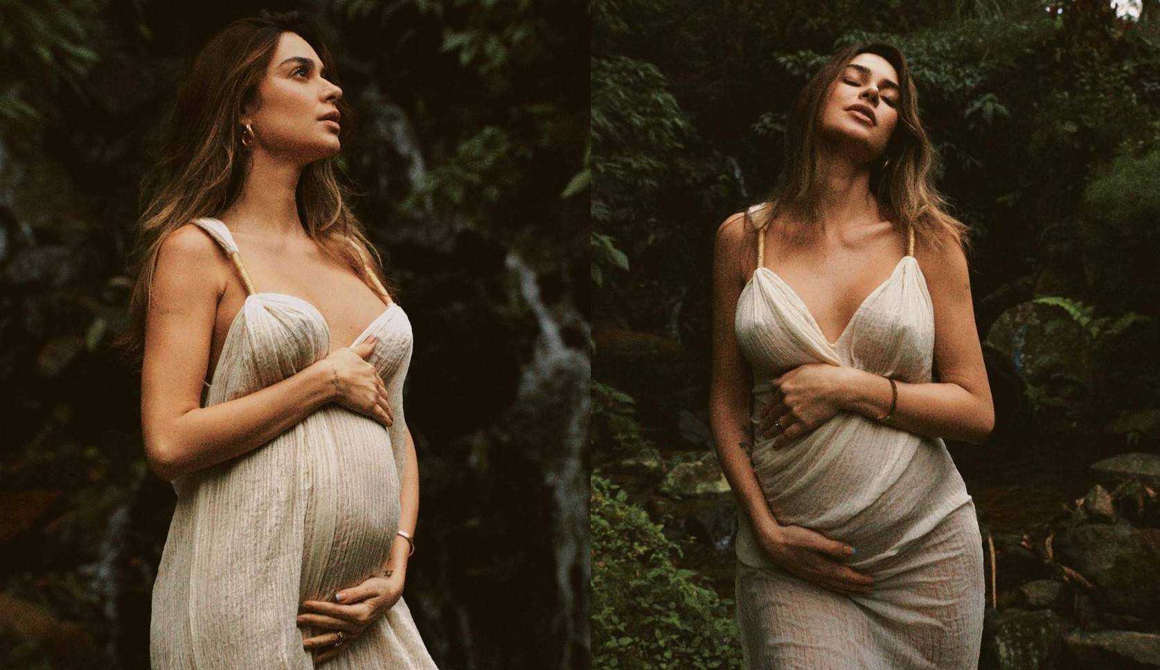 Após anúncio de gravidez, Renato Góes publica foto acariciando barriga de Thaila Ayala Lorena Bueri