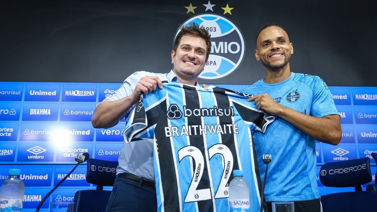 Braithwaite: novo reforço é apresentado no Grêmio Lorena Bueri