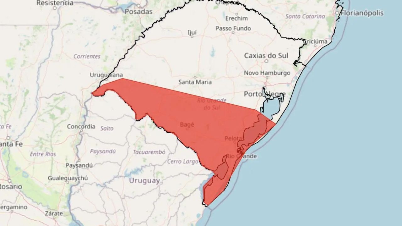 Rio Grande do Sul está em alerta vermelho para tempestades Lorena Bueri