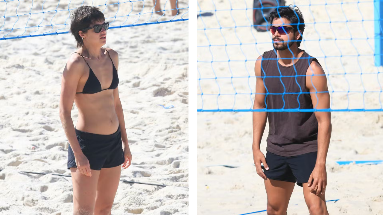 Agatha Moreira e Rodrigo Simas aproveitam o feriadão para jogar vôlei em praia no Rio Lorena Bueri