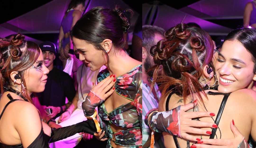 Anitta e Bruna Marquezine são vistas se abraçando após boatos de briga