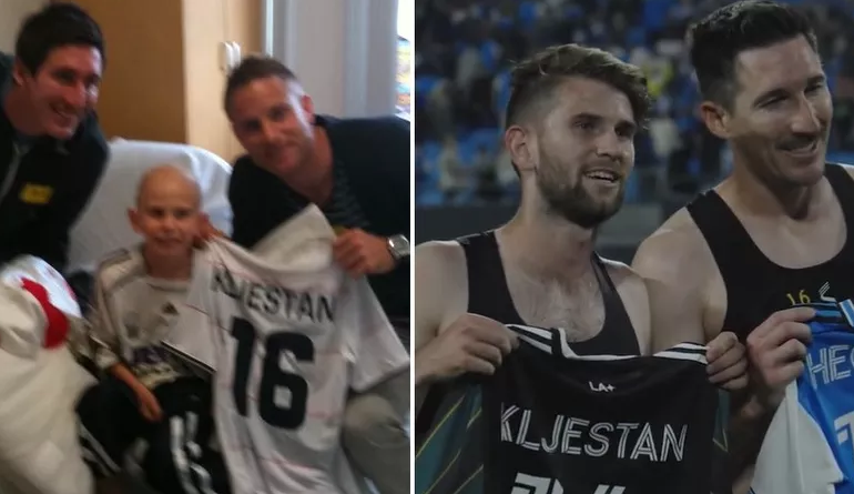 Após vencer o câncer, jovem se torna atleta profissional e reencontra jogador que o visitou em hospital
