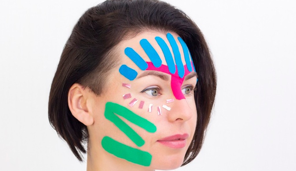 Face Taping: Fita adesiva usada para esticar a pele