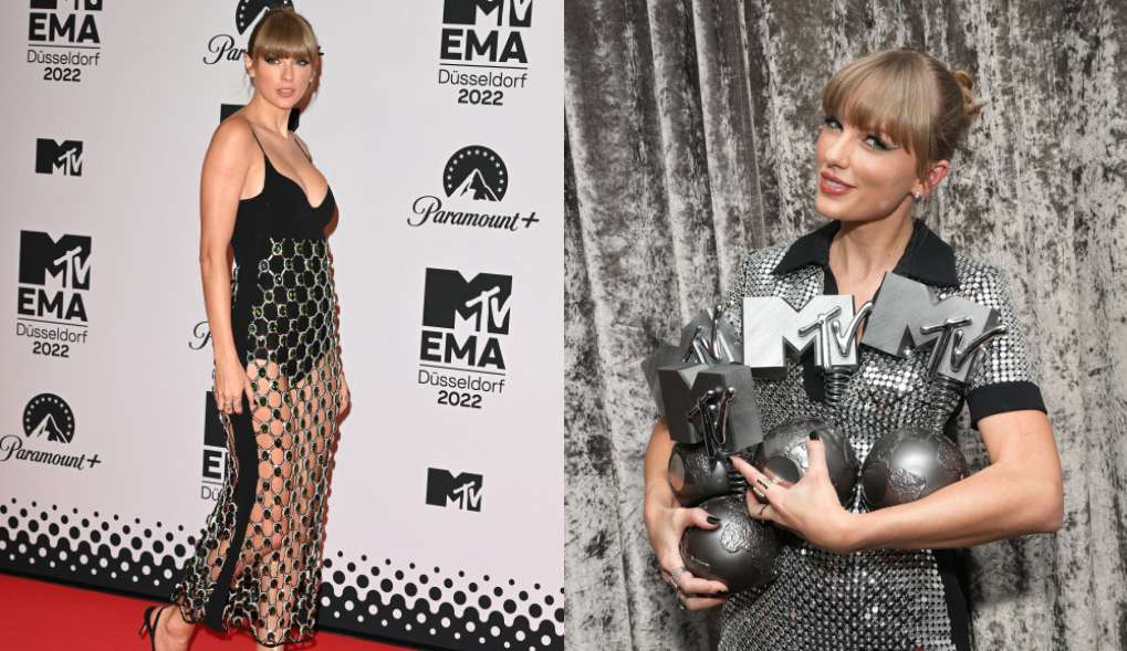 Taylor Swift chama atenção com look glamuroso em premiação