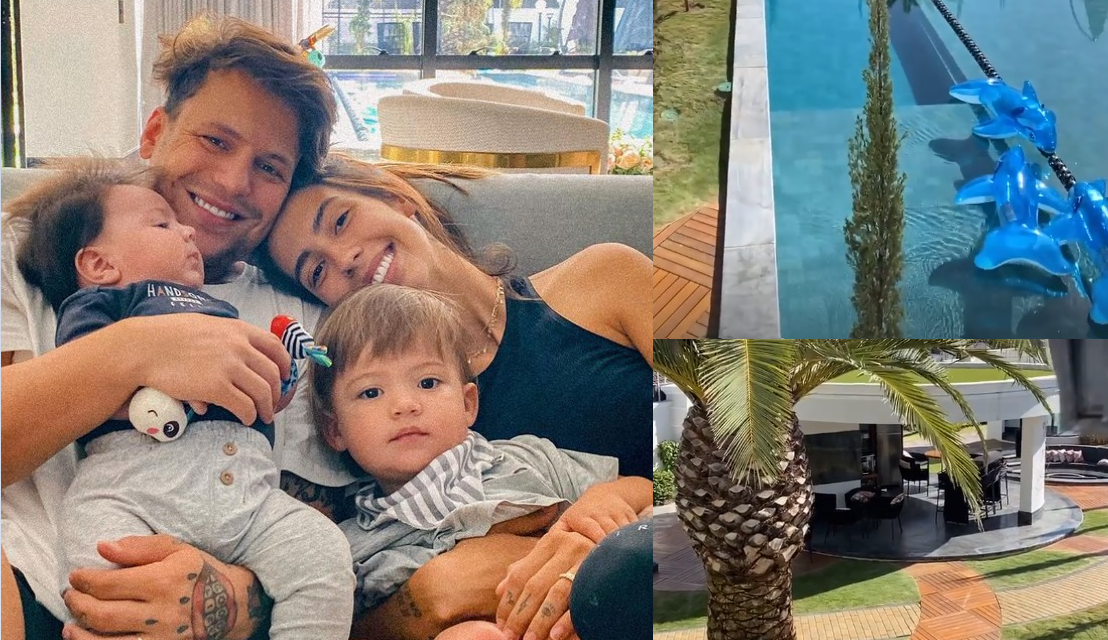 Gabi Brandt faz tour pela mansão em que vive com Saulo Poncio e seus filhos