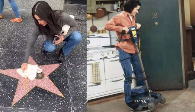 Courteney Cox relembra personagem de “Friends” e limpa estrelas da Calçada da Fama