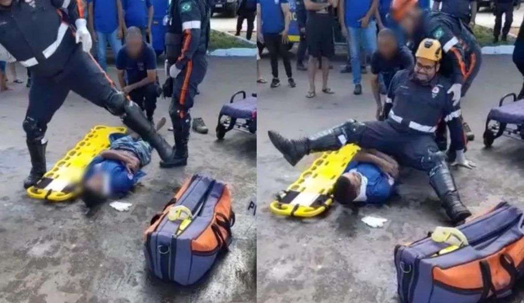 Paciente atingido por queda de socorrista do Samu se assusta com escorregão