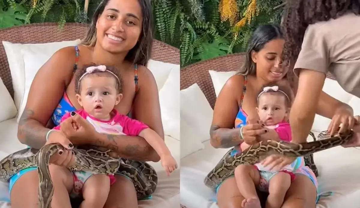 MC Loma responde críticas após deixar filha brincar com cobra