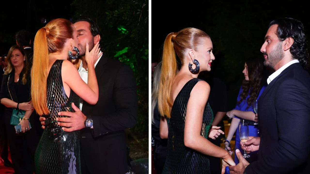 Marina Ruy Barbosa beija o namorado em desfile de sua marca no Rio