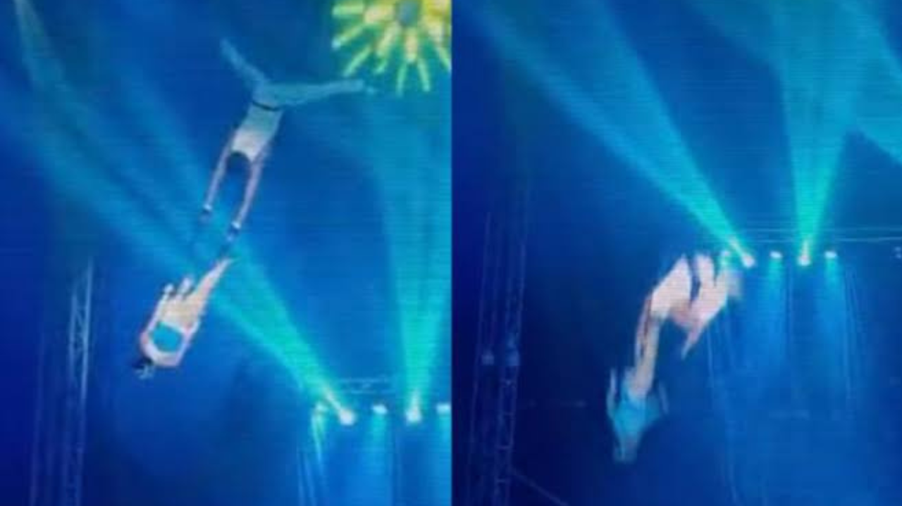 Trapezistas caem de quatro metros de altura durante apresentação em Santa Catarina