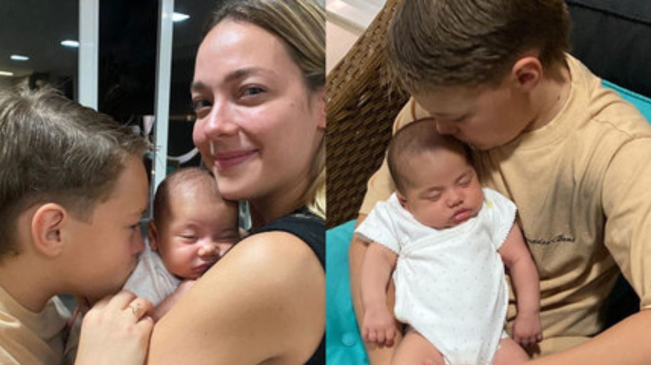 Carol Dantas, mãe do filho de Neymar, mostra Davi Lucca dando banho na irmã e encanta a web