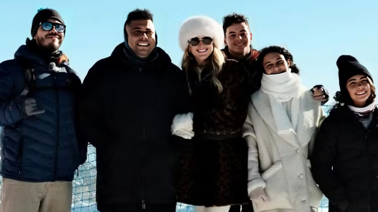 Ronaldo compartilha momentos com a família durante viagem à Suiça