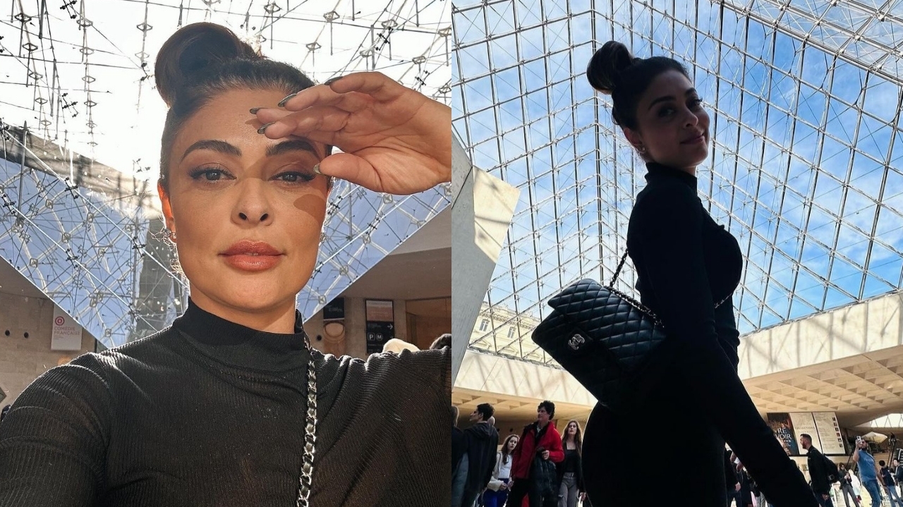 Juliana Paes compartilha momentos com a família em Museu do Louvre