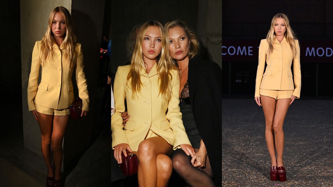 Lili Moss usa look semelhante ao de Kate Moss no desfile da Gucci