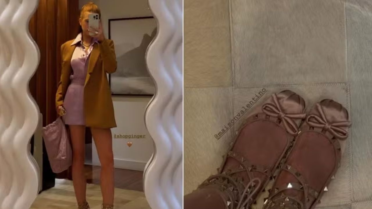 Marina Ruy Barbosa brilha com look sofisticado e adere à tendência das sapatilhas