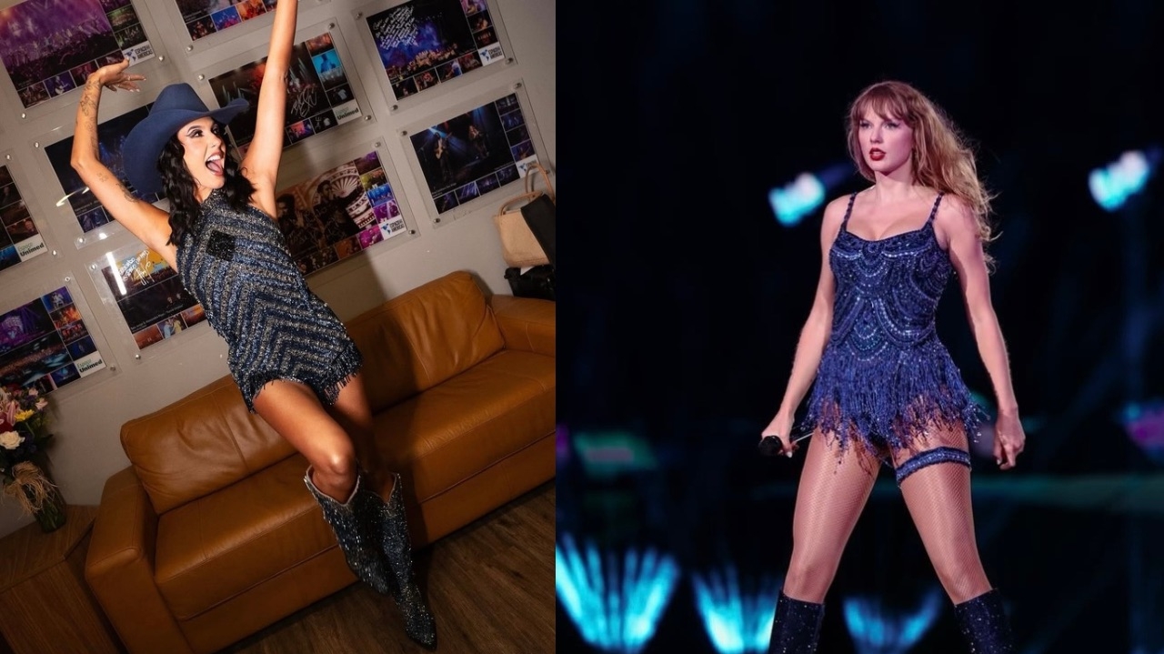 Ana Castela estreia nova turnê com look brilhoso e internautas comparam com Taylor Swift