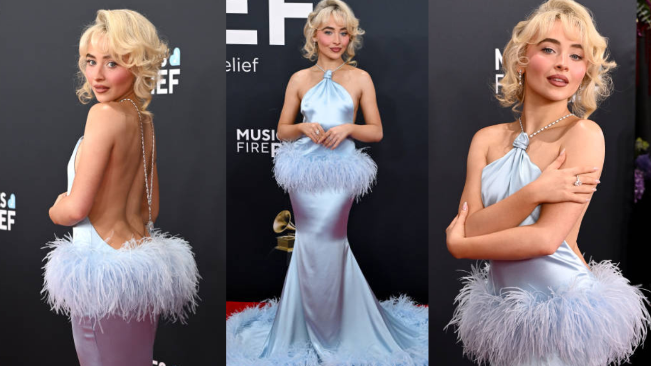 Sabrina Carpenter aposta em look clássico para o Grammy