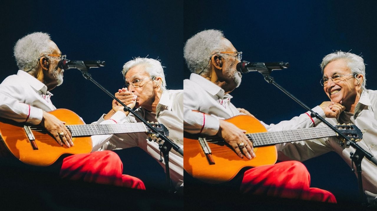 Caetano Veloso faz dueto em show de Gilberto Gil e surpreende fãs