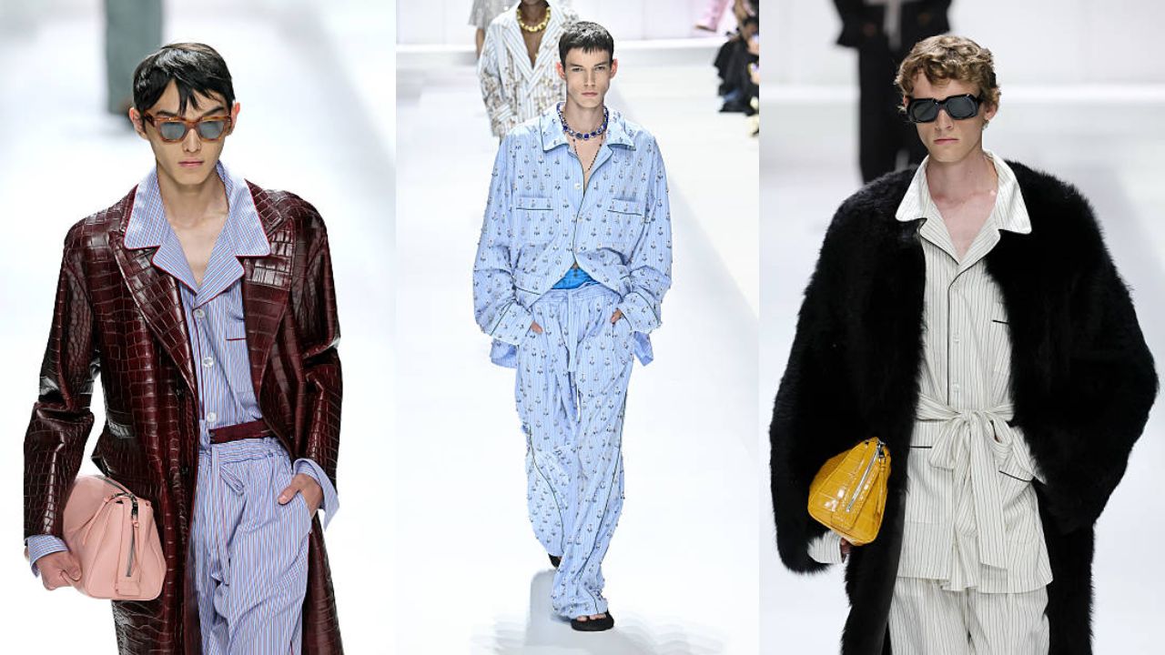 Dolce & Gabbana combina alta costura com pijamaria na Semana de Moda Masculina de Milão 2025 (Foto/reprodução: Vittorio Zunino Celotto/Getty Images Embed