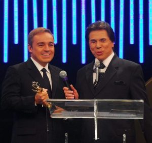 Gugu e Silvio Santo Santos no Troféu Imprensa