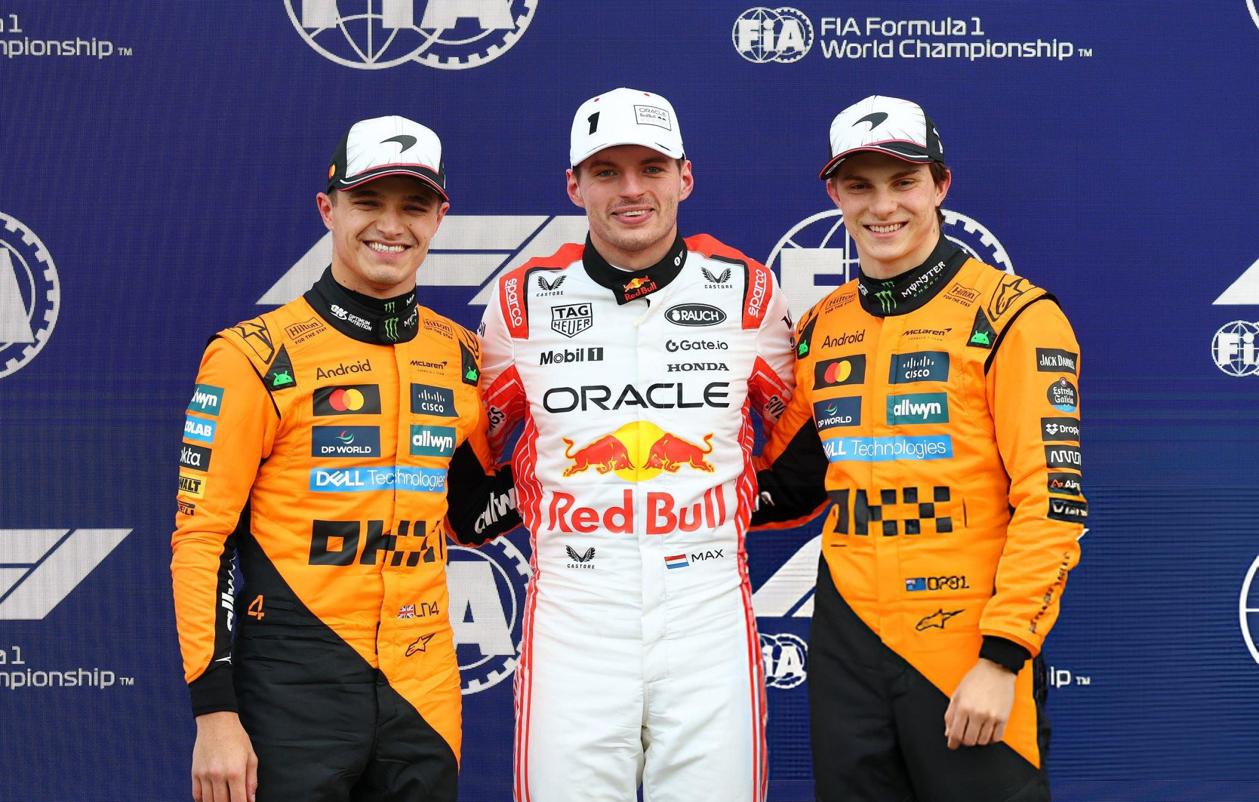 Lando Norris, Max Verstappen e Oscar Piastri no GP do Japão I Reprodução/	Clive Rose/GettyImagesEmbed