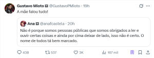 Gustavo Mioto desabaando no twitter