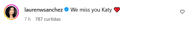 Comentário de Lauren Sanchez na foto de Katy Perry