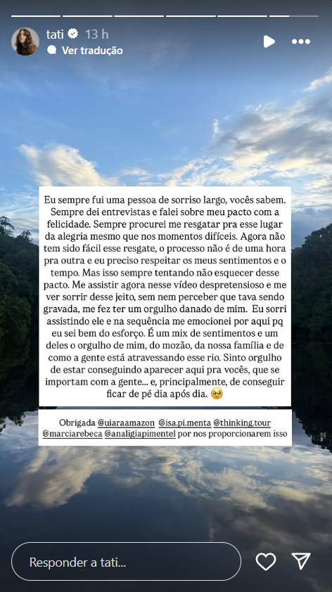 Uma publicação de Tati Machados em suas redes sociais.