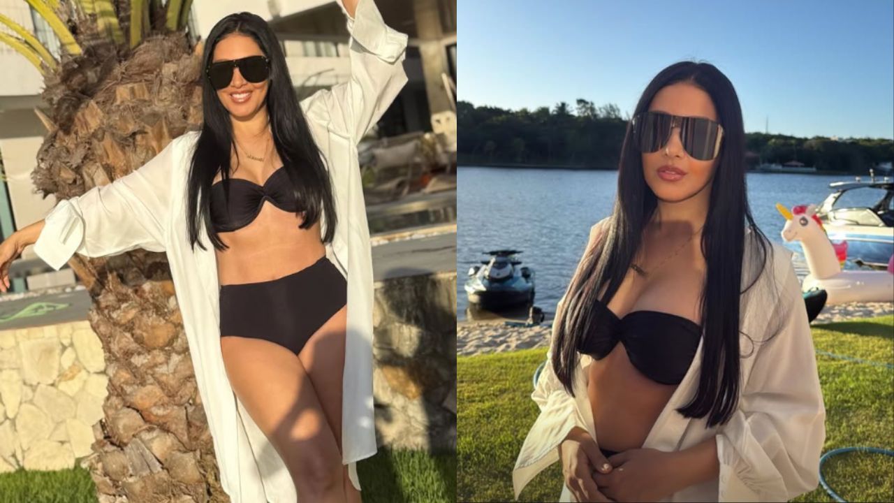 De férias com Simone, Simaria posa de biquíni em praia do Ceará
