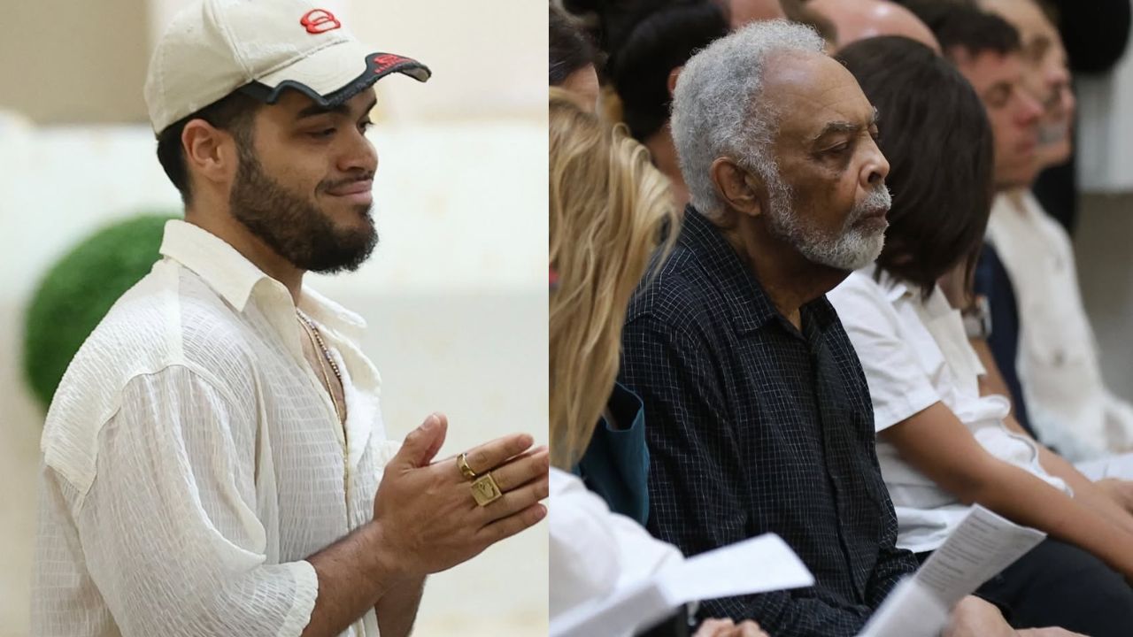 Francisco Gil e Gilberto Gil na missa de sétimo dia de Preta Gil | Reprodução/ AgNews/BrazilNews
