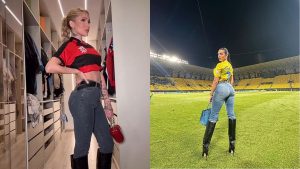 Karoline Lima se inspira em Georgina Rodríguez para compor look do Flamengo