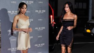 Zoë Kravitz embarca na tendência dos vestido camisola dos anos 90