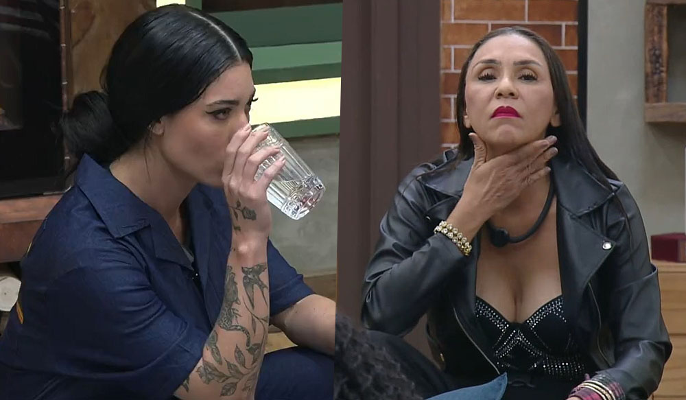Rayane Figliuzzi durante A Fazenda 17, demonstrando reação de irritação após discussão com Yoná Sousa sobre tarefas na sede.