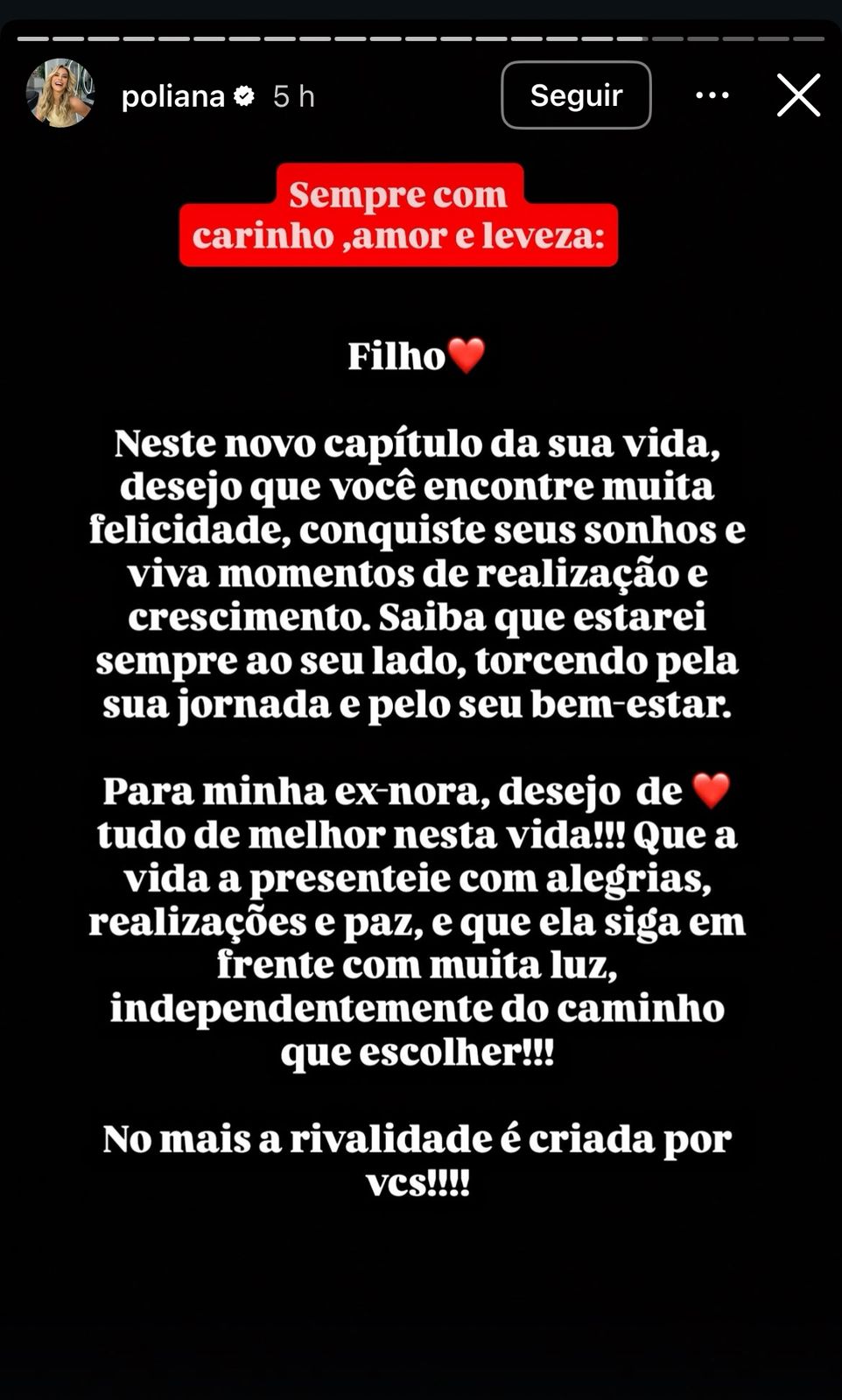 Mãe de Zé Felipe faz texto para filho e ex-nora, Virginia