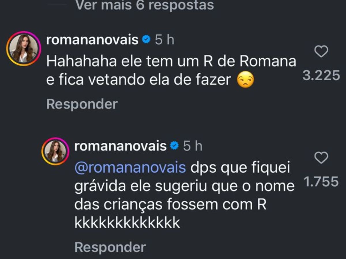 Esposa do DJ, Romana Novais nos comentários do video