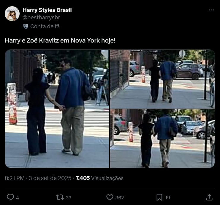 Publicação realizada por uma fanbase do cantor Harry Styles.