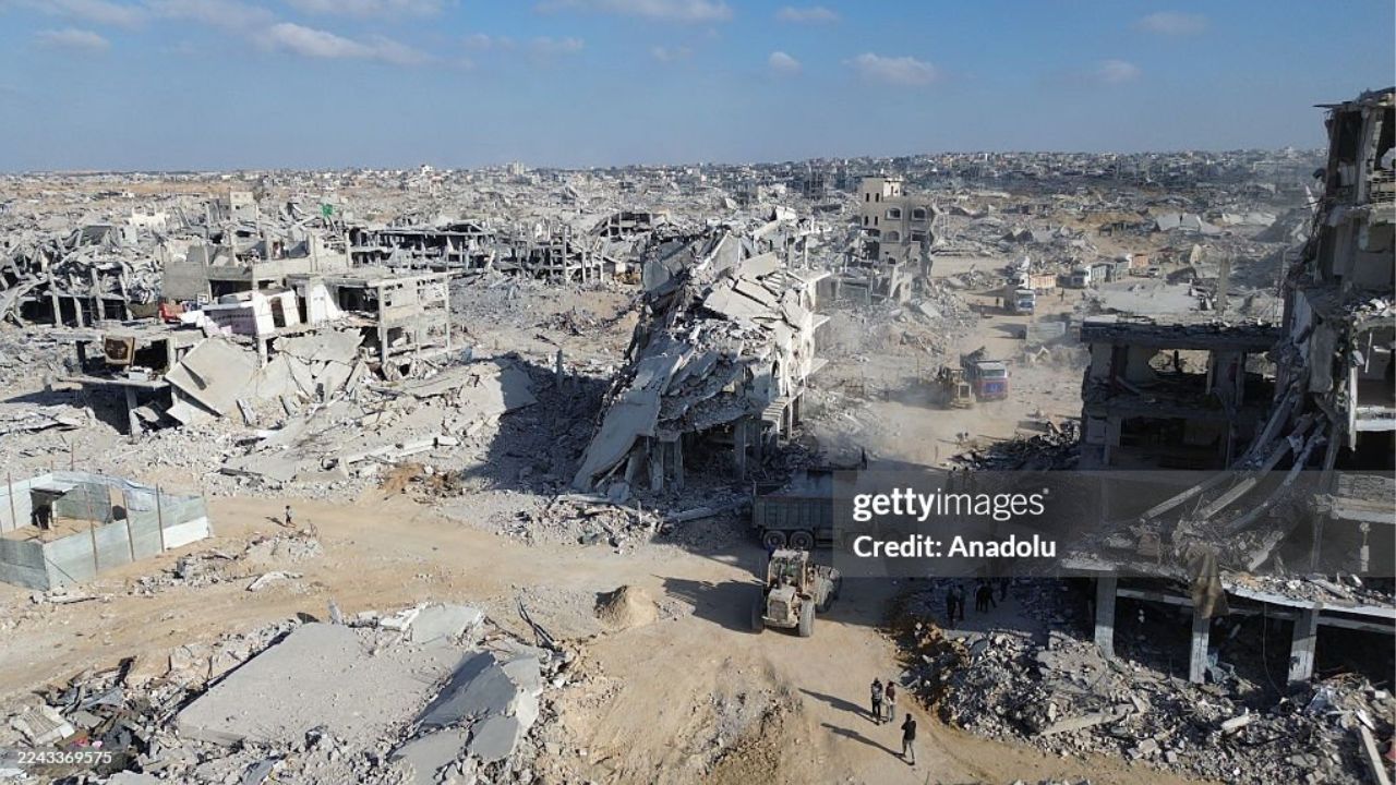 Khan Yunis após ataque | Reprodução / Anadolu / Getty Images Embed