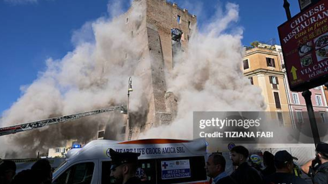 Parte de edifício em reforma em Roma desaba e deixa quatro feridos