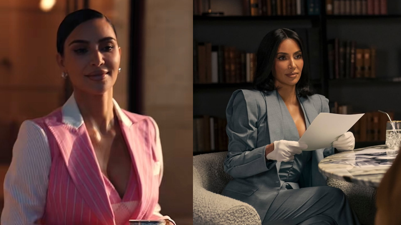 Looks jurídicos de Kim Kardashian em "Tudo é Justo" | Reprodução/Instagram/@dashvirall2/@agendaglam