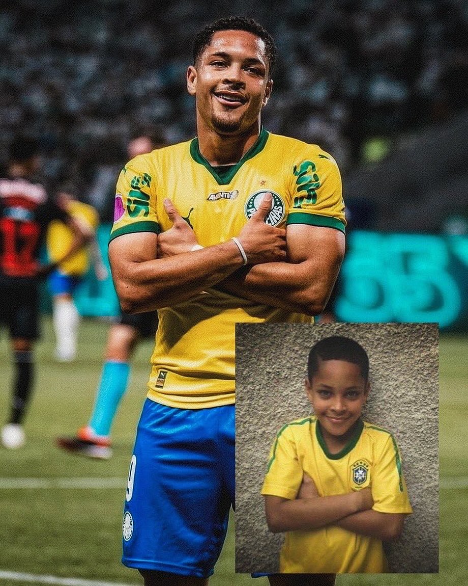 Montagem Vitor Roque adulto e criança