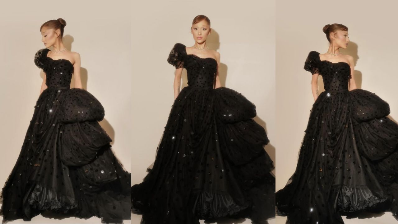 Ariana Grande usa vestido vintage para première britânica de Wicked: For Good